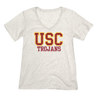 USC Trojans Womens Oatmeal Tri-Blend V-Neck T-Shirt